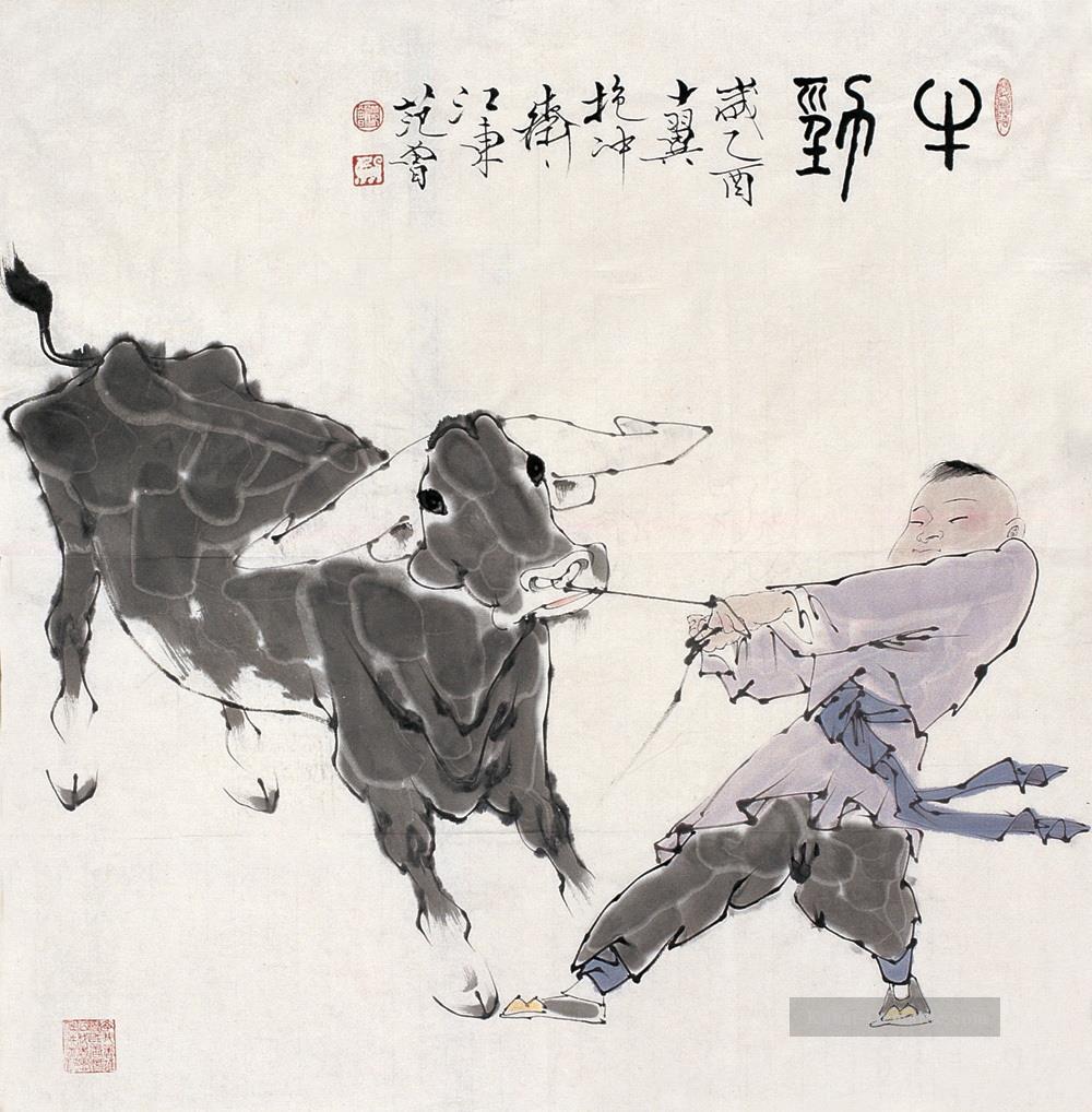 Fangzeng Jungen und Vieh Chinesische Malerei Ölgemälde